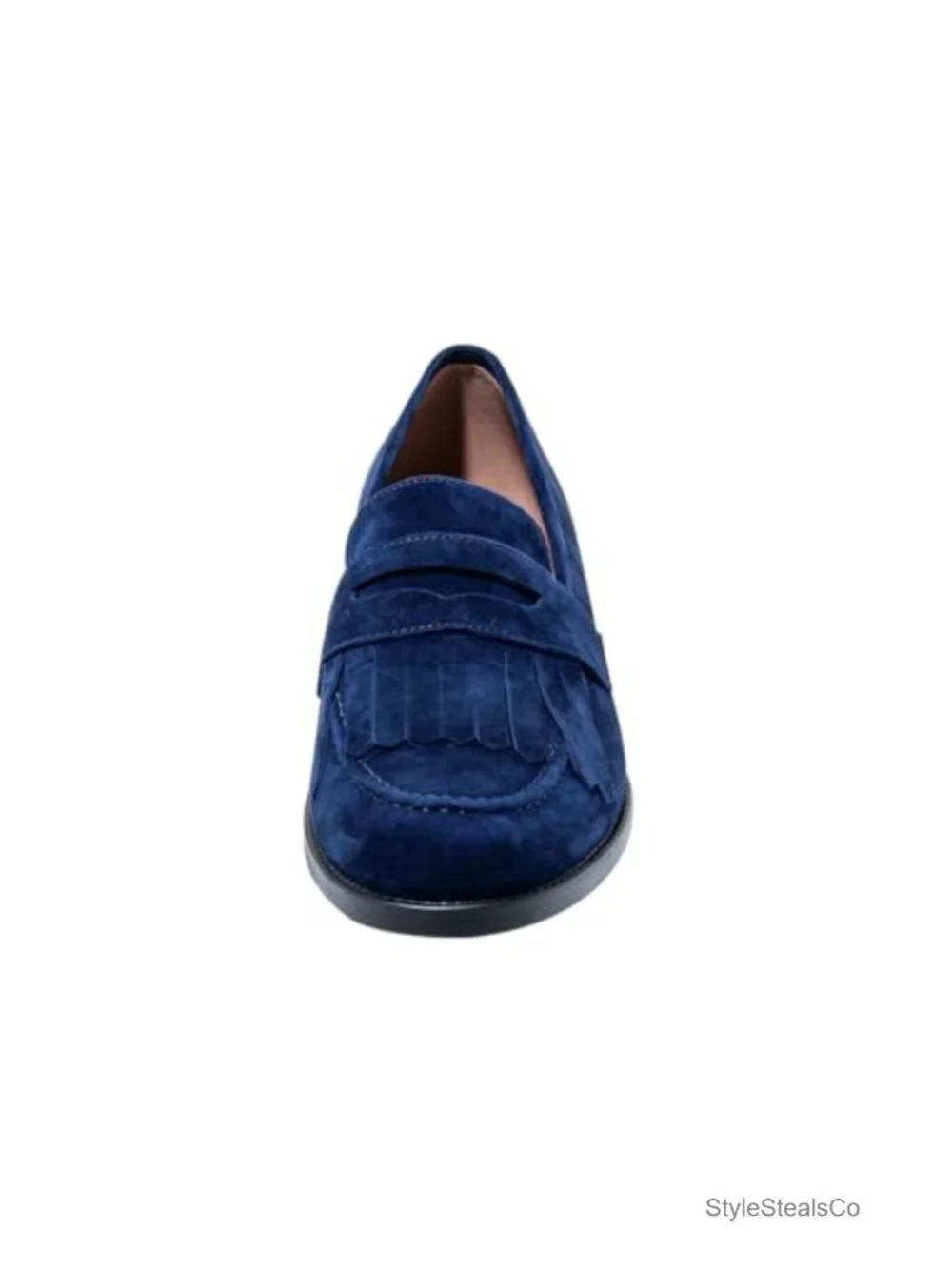 Suede Fringe Loafer Flat, Slip Resistant, 1in Heel